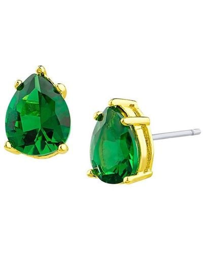CZ by Kenneth Jay Lane Look Of Real 14K Goldplated & Cubic Zirconia Stud Earrings - Green
