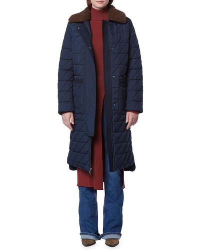 Andrew Marc Maxine Long Quilted Puffer Coat - Blue