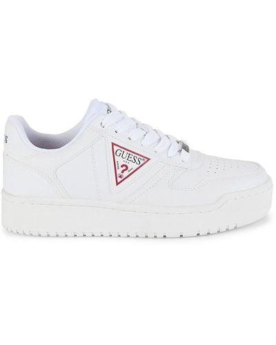 Guess Aveni Logo Perfoarted Sneakers - White