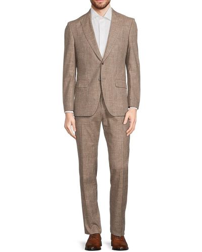 BOSS Slim Fit Virgin Wool Blend Suit - Natural