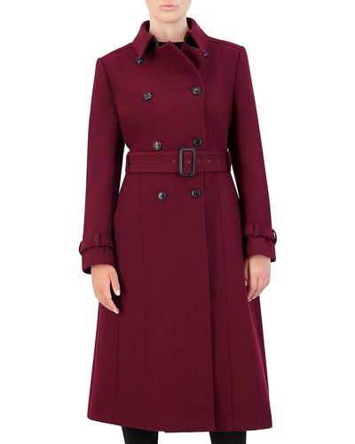 Cole Haan Belted Wool Blend Peacoat - Red