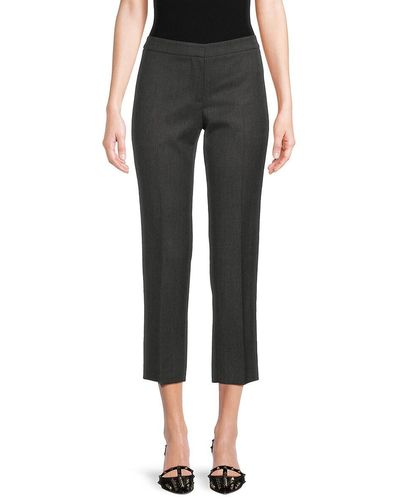 Alexander McQueen Flat Front Cropped Wool Trousers - Black