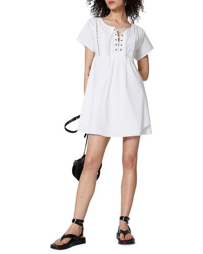 Marissa Webb Lace Trim A Line Mini Dress - White