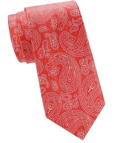 Brioni Paisley Silk Tie - Red