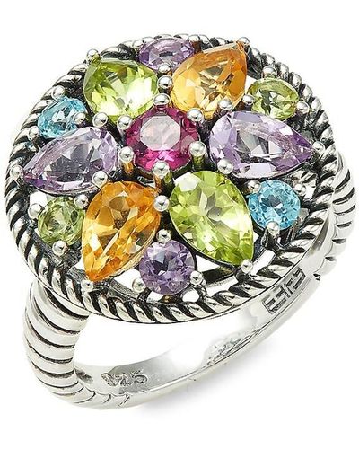 Effy Sterling Silver & Multistone Floral Ring - Metallic