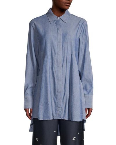 Donna Karan Chambray Oversized Shirt - Blue