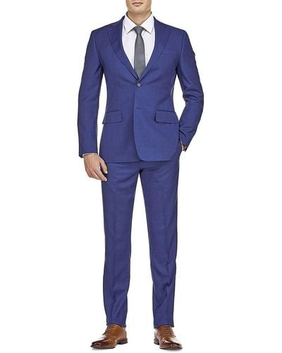 English Laundry Slim Fit Check Suit - Blue