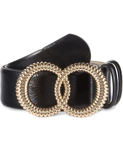 Vince Camuto 'Dual-Ring Leather Belt - Black