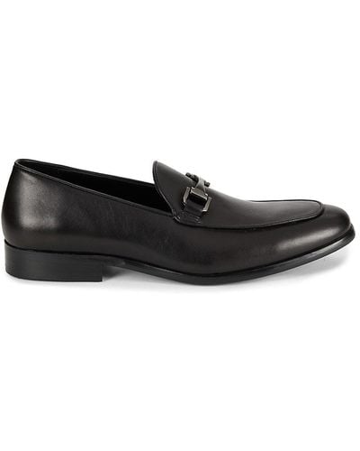 Saks Fifth Avenue Dalton Leather Bit Loafers - Black