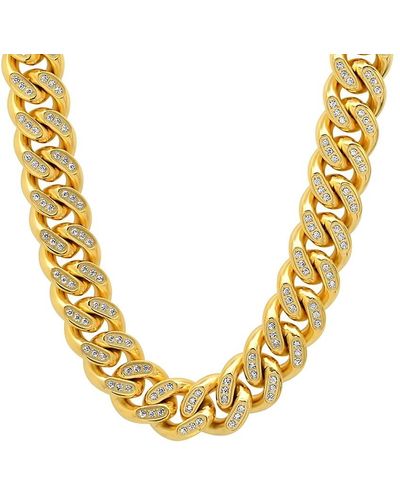Anthony Jacobs 18k Goldplated Stainless Steel & Simulated Diamonds Cuban Link Necklace - Metallic