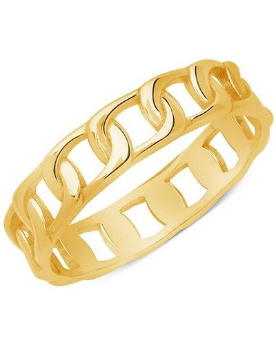 Sterling Forever 14k Goldplated Sterling Silver Thin Curb Chain Ring - Metallic