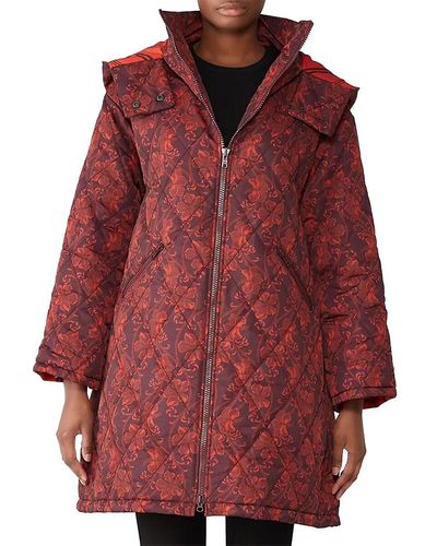 Cinq À Sept Nico Floral Hooded Puffer Jacket - Red