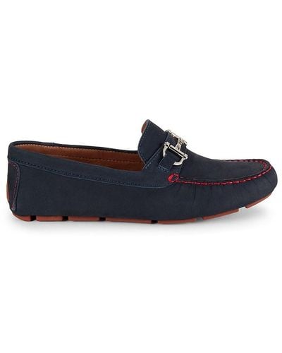 Massimo Matteo Leather Driving Bit Loafers - Blue