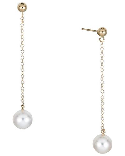 Belpearl 14K & 8Mm Round Cultured Pearl Dangle Earrings - Metallic