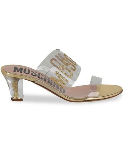 Moschino Glitter Logo Sandals - White