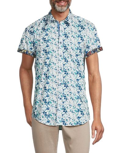 1 Like No Other 'Floral Short Sleeve Shirt - Blue