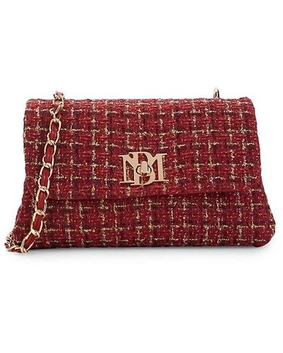 Badgley Mischka Bouclé Tweed Shoulder Bag - Red