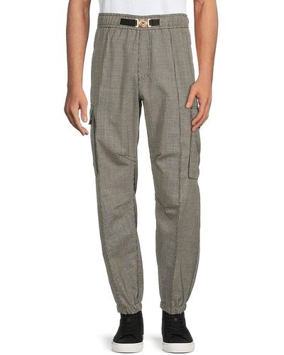 Versace Checked Wool Jogger Pants - Grey