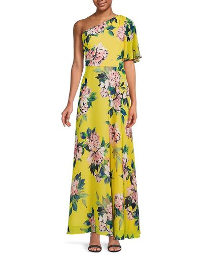 Eliza J Floral-print One-shoulder Maxi Dress - Yellow