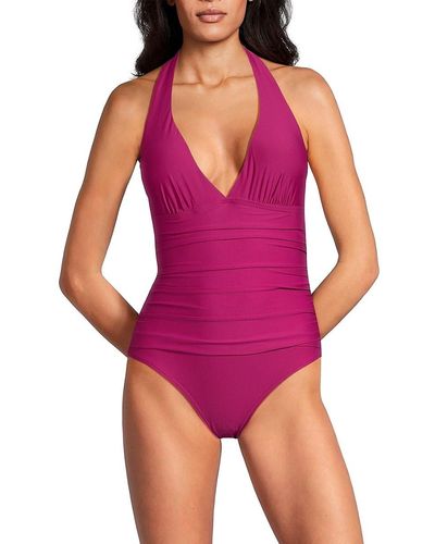 DKNY Halter One Piece Swimsuit - Red