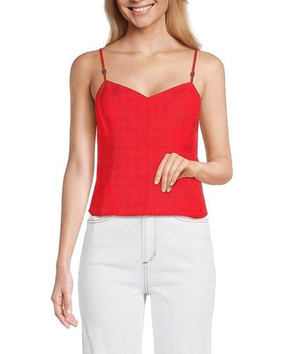 Karl Lagerfeld Linen Blend Cami Top - Red