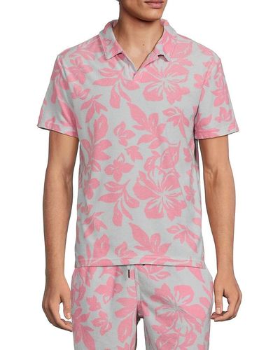 Vintage Summer Floral Terry Polo - Red