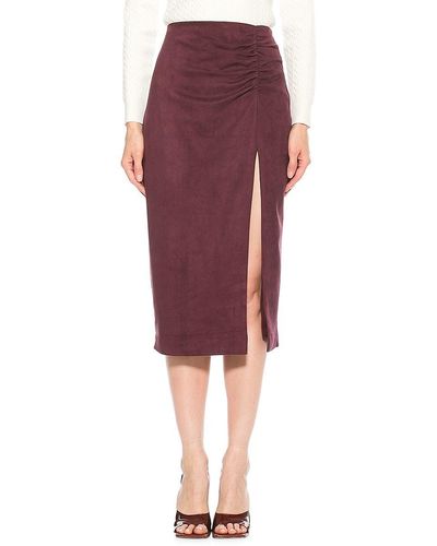 Alexia Admor Zayla Faux Suede Pencil Skirt - Red