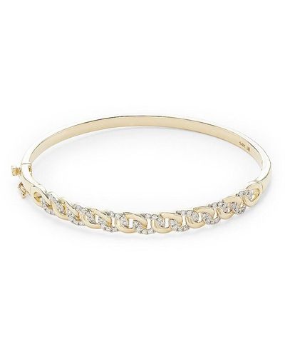 Saks Fifth Avenue 14k Yellow Gold & 0.5 Tcw Diamond Hinged Bangle Bracelet - White