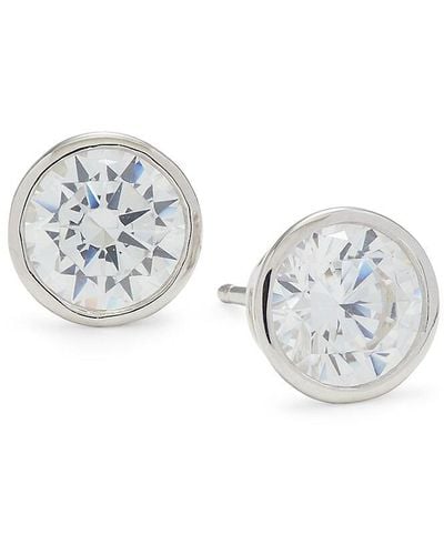 Lafonn Monte Carlo Sterling Silver & Bezel Simulated Diamond Stud Earrings - Metallic