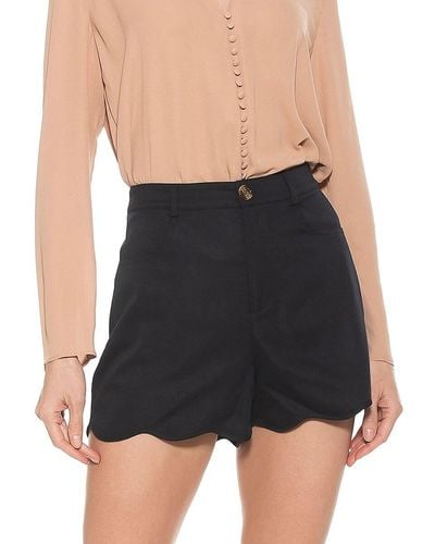 Alexia Admor Alice Scalloped Belted Front Button Shorts - Black