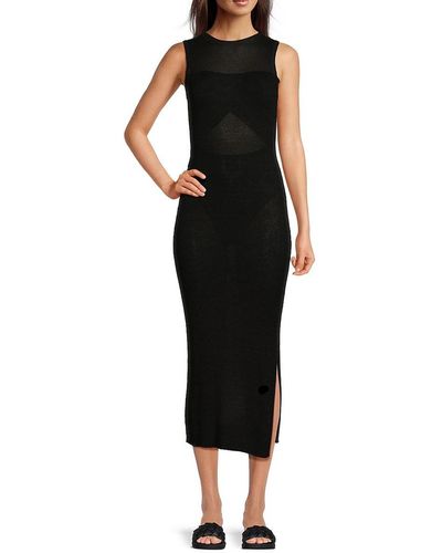 Onia Linen Blend Midi Cover Up Dress - Black