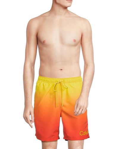 Calvin Klein Ombre Drawstring Swim Trunks - Orange