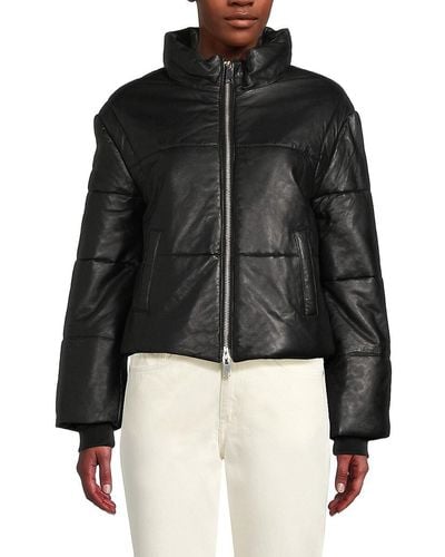 Walter Baker Lorenza Lamb Leather Puffer Jacket - Black