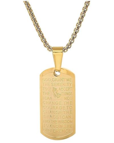 Anthony Jacobs 18K Plated Serenity Prayer Pendant Necklace - Yellow