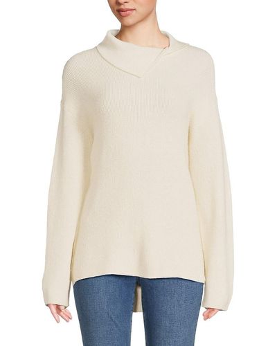 Lafayette 148 New York Drop Shoulder Silk Blend Sweater - Natural