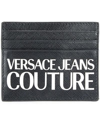 Versace Range Logo Leather Card Case - Black