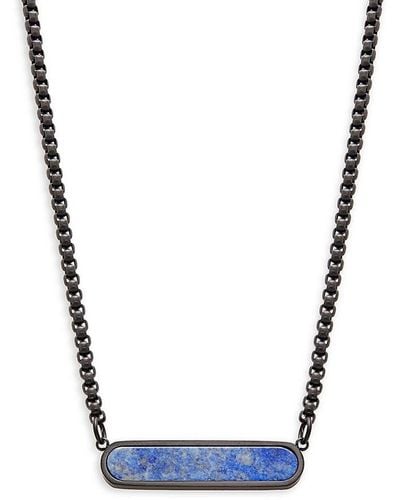 Tateossian Rt Ip Plated Stainless Steel & Sodalite Pendant Necklace - Blue