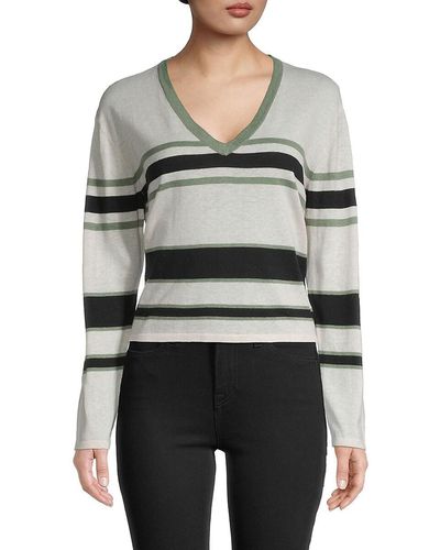 Monrow Striped Sweater - Gray