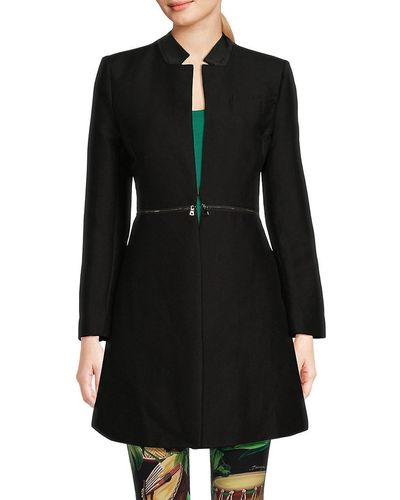 BCBGMAXAZRIA Arelia Solid A-line Coat - Black