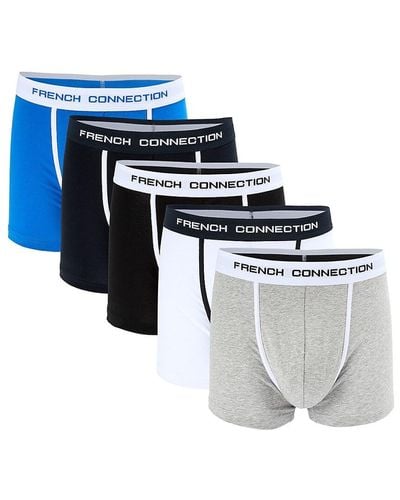French Connection 5-pack Logo Waist Boxer Briefs - Blue