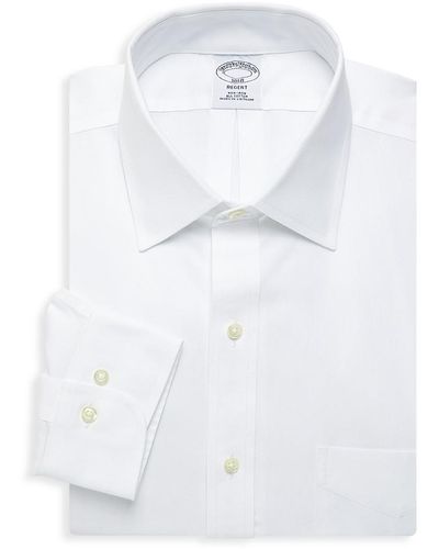 Brooks Brothers Mens Slim Fit Buttondown Shirt (X-Small, White