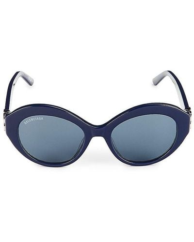 Balenciaga 52mm Round Sunglasses - Blue