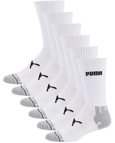 PUMA 6-Pair Logo Crew Socks - White