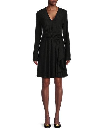 DKNY Sparkle Knit A Line Dress - Black