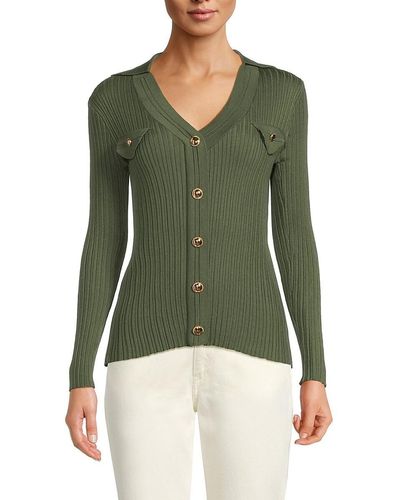 Nanette Lepore 'Ribbed Collared Cardigan - Green