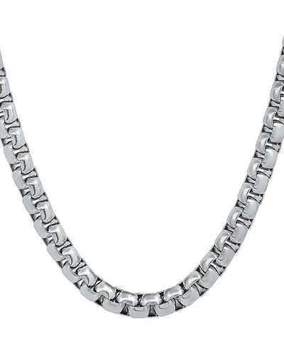 Hickey Freeman Stainless Steel Rounded Box Chain Necklace - Metallic