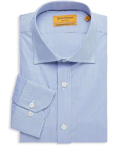 Hickey Freeman Contemporary Fit Stripe Dress Shirt - Blue