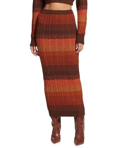 Ronny Kobo Dava Cable Knit Wool Maxi Skirt - Red