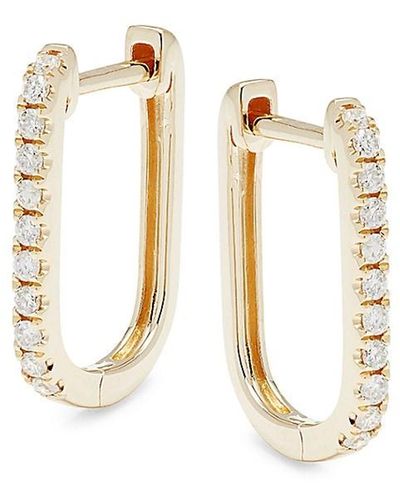 Effy 14k Yellow Gold & 0.22 Tcw Diamond Hoop Earrings - White