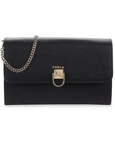 Furla Circle Leather Chain Crossbody Bag - Black